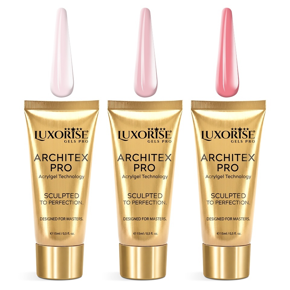 Set 3 Polygel Architex Luxorise PROX-01, nuance nude, 15ml
