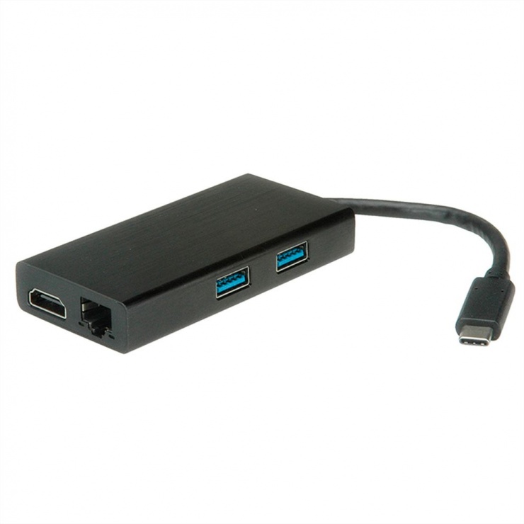 Docking Station USB-C la HDMI 4K, 2xUSB, LAN | OEM