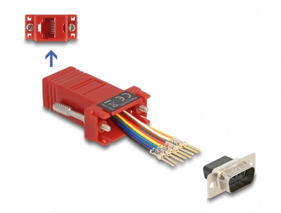 Adaptor D-Sub 9 la RJ45 Delock, Rosu