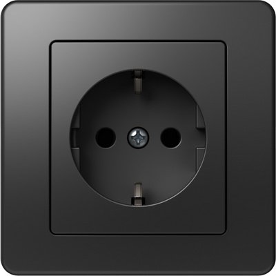 Priză SCHUKO 1P 16A Negru TEM Ekonomik
