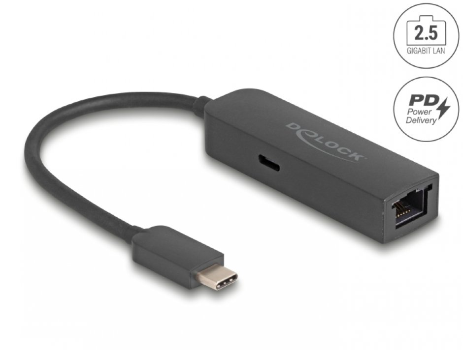 Adaptor USB-C 2.5G LAN Delock + PD 100W