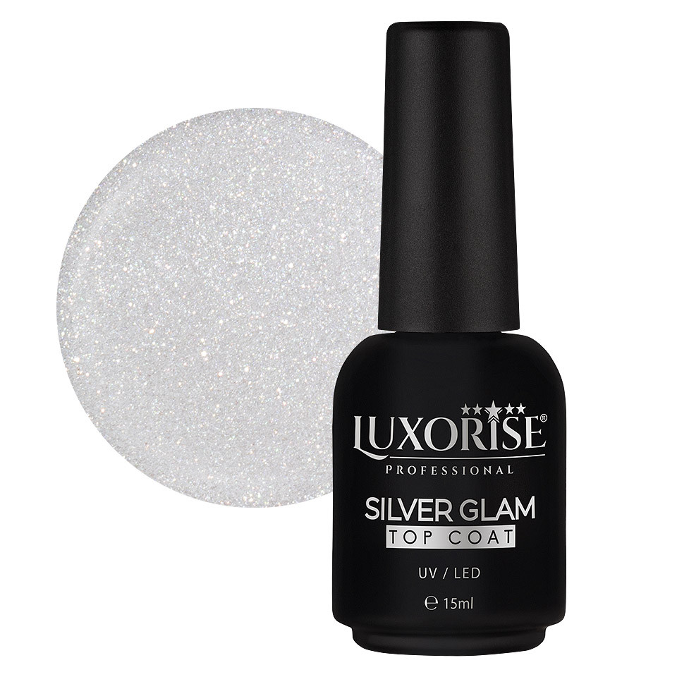 Silver Glam Top Coat LUXORISE 15ml - imagine 1