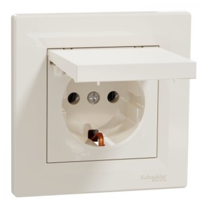 Priza Schneider 16A Asfora, 2P+E, Crem