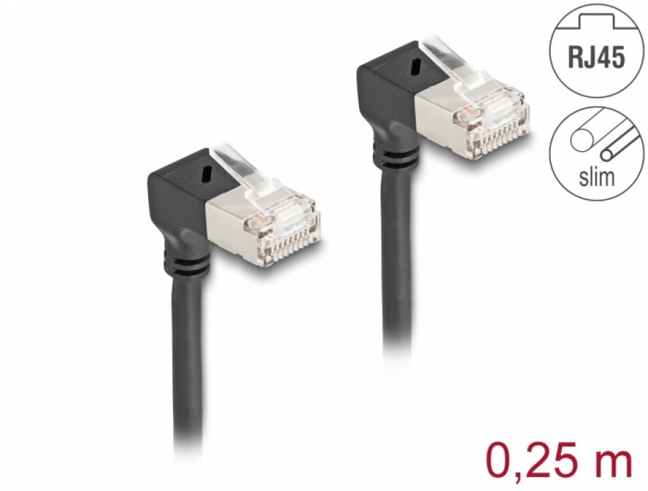 Cablu RJ45 Cat.6A Slim 90° Delock 0.25m