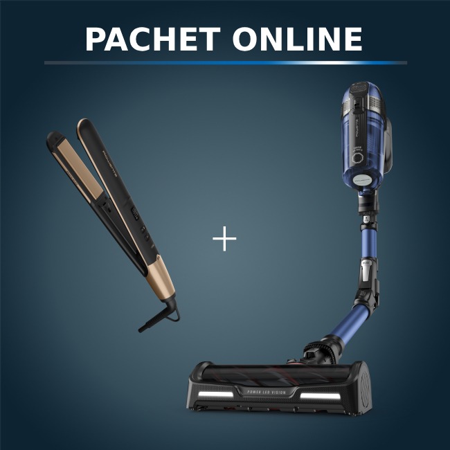 Pachet Rowenta: Aspirator + Placă de îndreptat