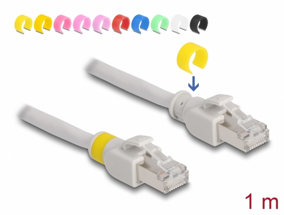 Cablu RJ45 Cat.6A FTP 1m Delock + 20 Cleme