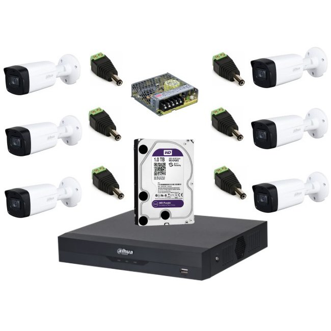 Kit Supraveghere Dahua 5MP, 6 Camere, IR 80m