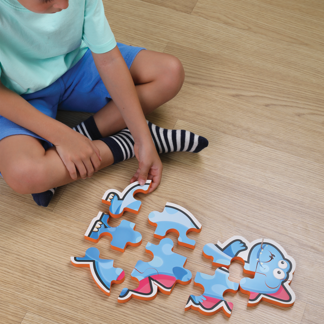 Puzzle Maxi 10 Piese Albastru - Joc Educativ Copii - imagine 3