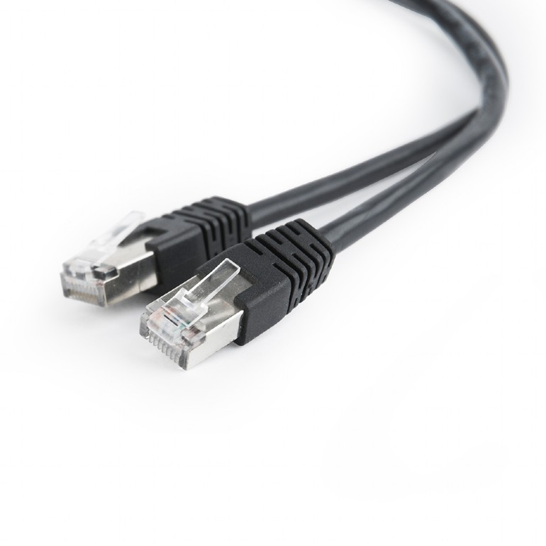 Cablu Rețea FTP Gembird Cat5e 0.5m Negru Ecranat RJ45