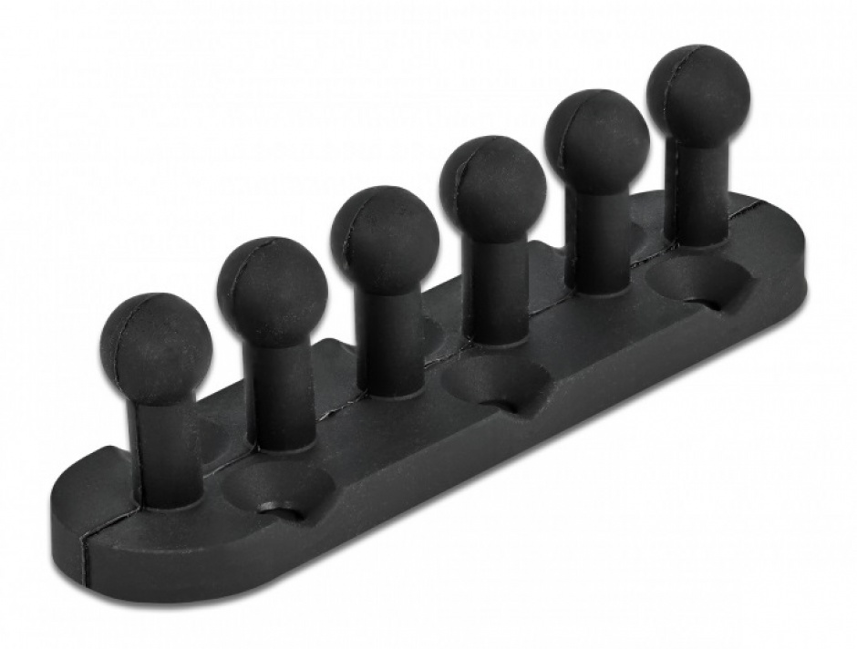 Set 6 Organizatoare Cabluri Delock, 5 Sloturi, Negru