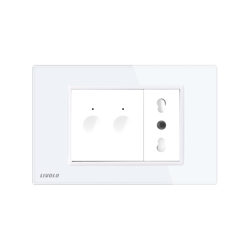 Intrerupator Dublu + Priza Livolo Sticla Italian - imagine 2
