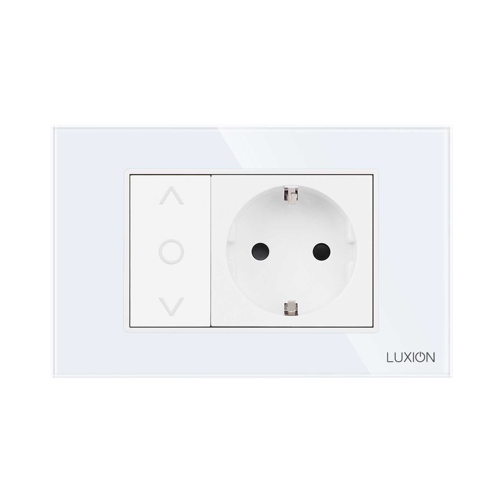 Intrerupator Jaluzele + Priza LUXION cu Rama Sticla, IP44 - imagine 2