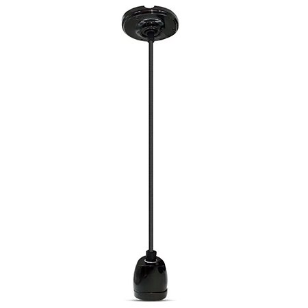 Pendul tavan E27 portelan negru V-TAC
