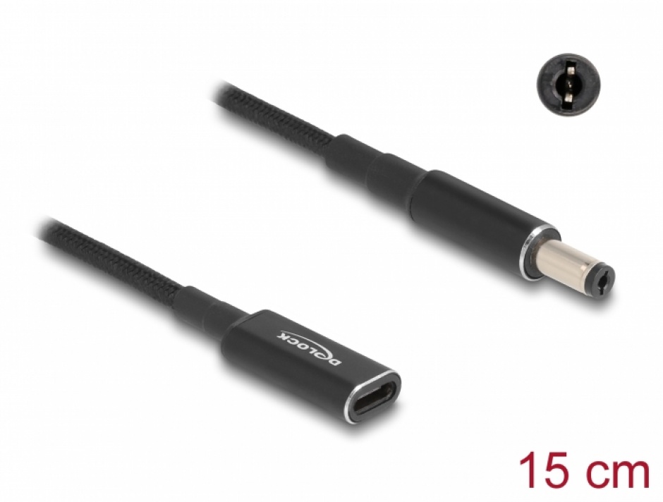 Adaptor Delock USB-C la 5.5x2.1mm, 0.15m