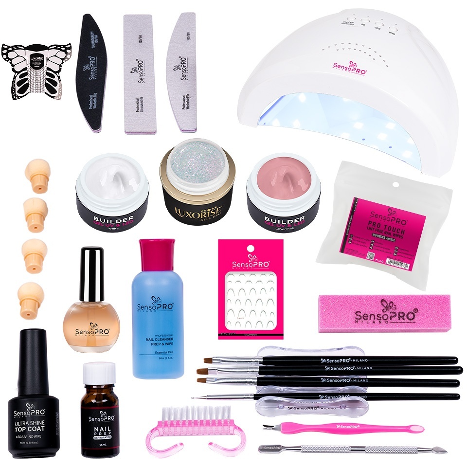 Kit Unghii Gel French & Baby Boomer SensoPRO - imagine 2