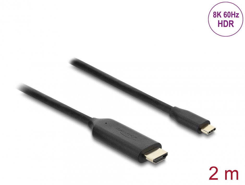 Cablu Delock USB-C la HDMI 8K 60Hz HDR 2m Negru