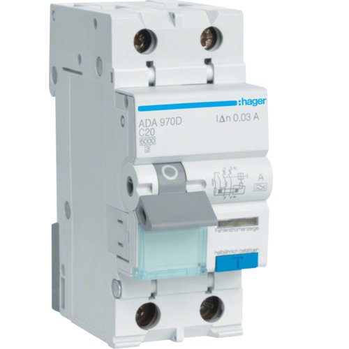 Hager ADA970D RCBO 1P+N 20A 30mA 6kA