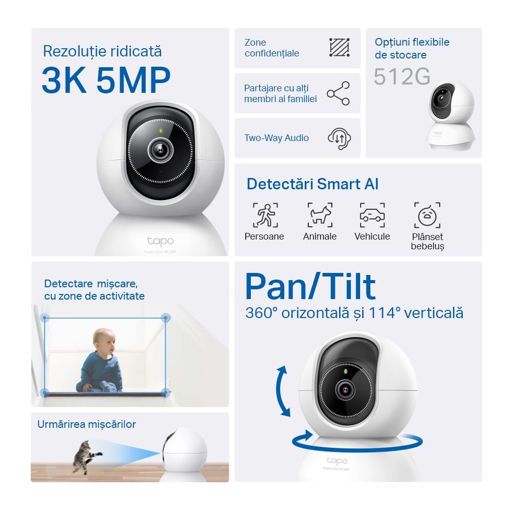 Cameră supraveghere TP-Link Tapo C230 WiFi 3K 5MP Pan/Tilt - imagine 13