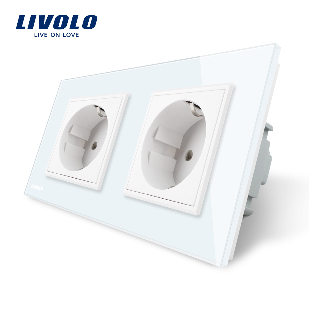 Priză Dublă Livolo cu Ramă Sticlă | Design Premium