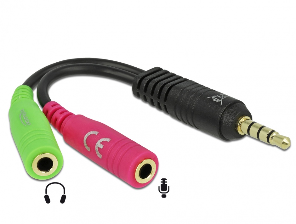 Adaptor Audio Delock Jack 4 Pini la 2x 3.5mm