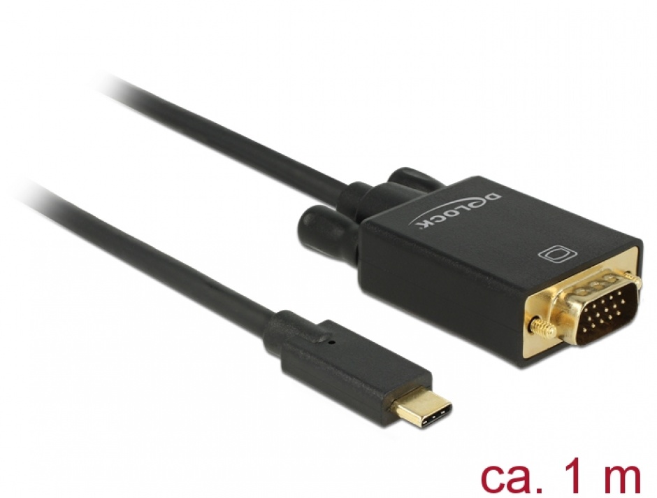 Cablu USB-C la VGA Full HD 1080p, Delock, 1m