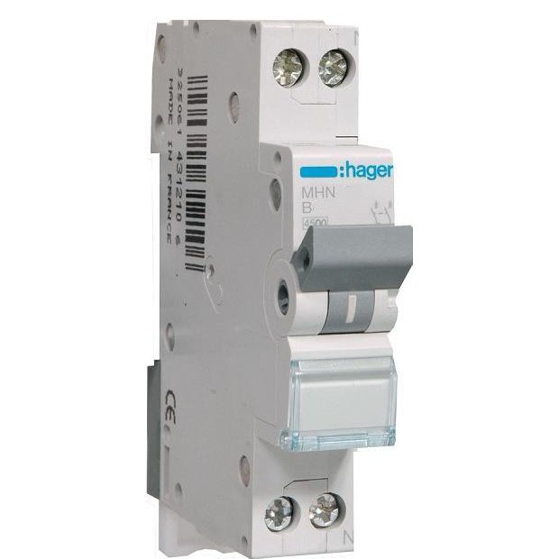 Siguranță automată Hager 1P+N 10A curba B