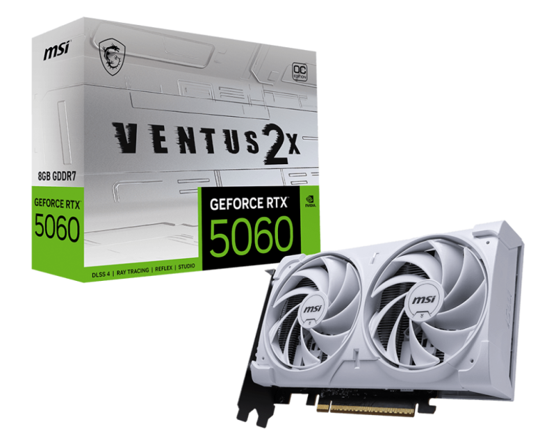 Placa Video MSI RTX 5060 Ventus 2X OC White - GDDR7, PCIe 5.0