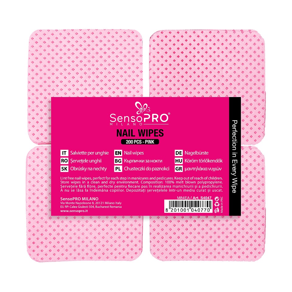 Servetele Unghii Lint Free SensoPRO Milano, 200 buc