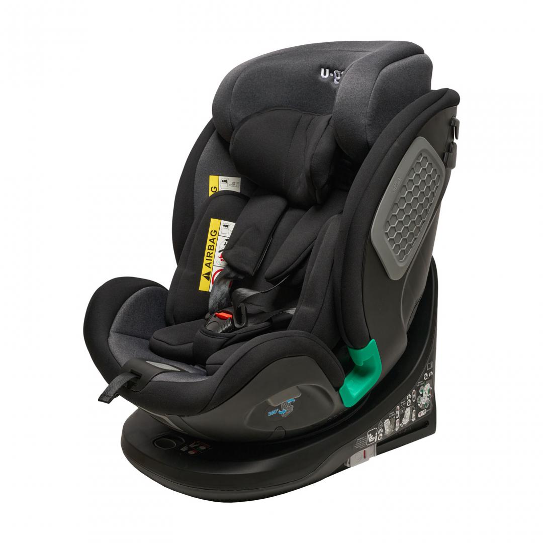Scaun Auto Rotativ 360° Isofix U-GROW Negru - Siguranță Maximă - imagine 2