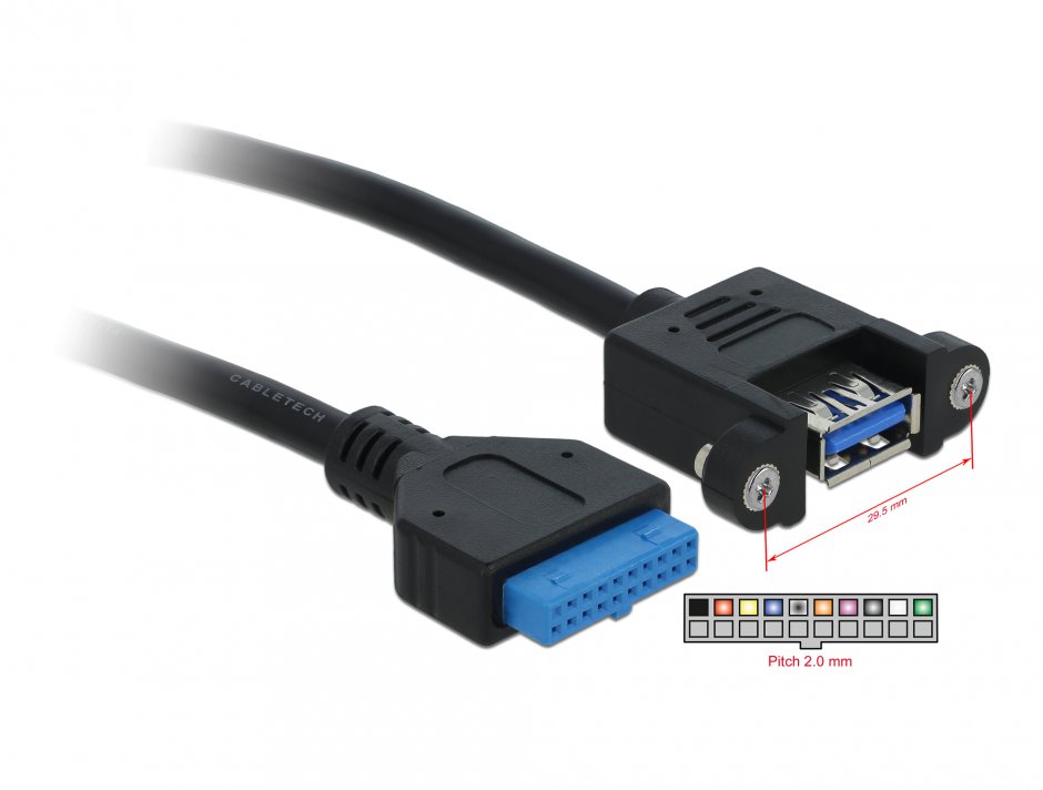 Cablu Intern USB 3.0 Delock 0.5m, Pin Header