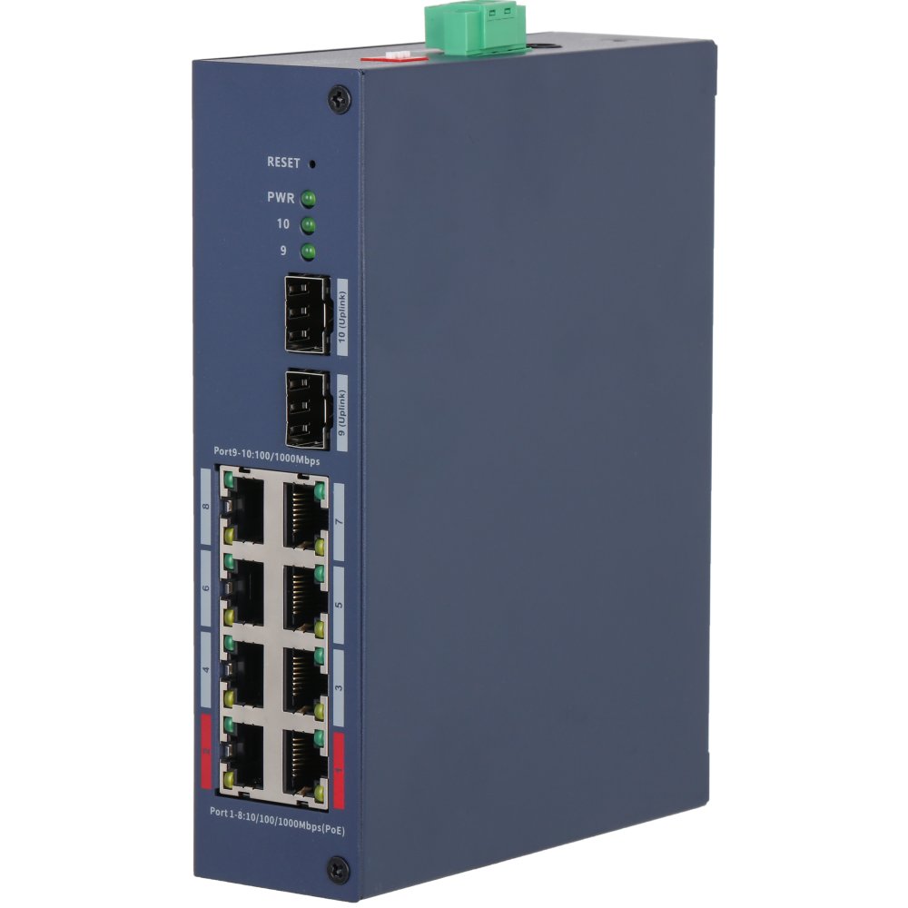 Switch Dahua 10 porturi gigabit, 8x PoE, 2 SFP, cloud