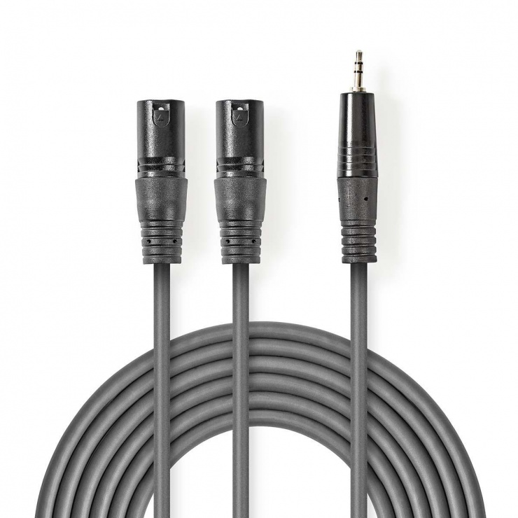 Cablu Stereo XLR la 3.5mm Nedis, 3m, Gri