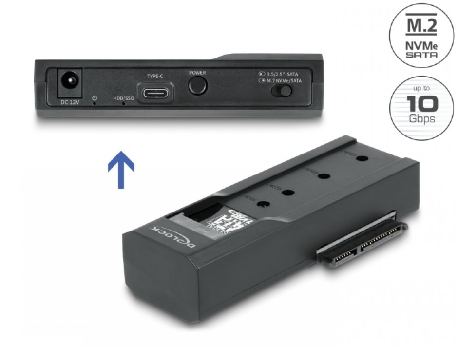 Adaptor Delock USB-C la SSD M.2 NVMe/SATA