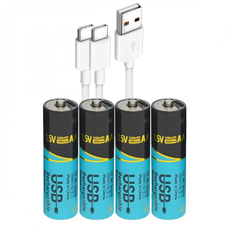 Set 4 Acumulatori AA 1.5V 2200mWh USB-C Oem