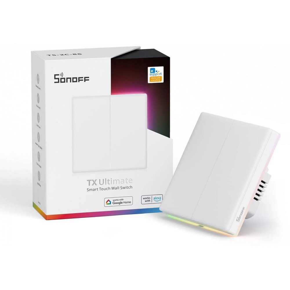 Sonoff T5-2C-86: Întrerupător Smart WiFi Full Touch