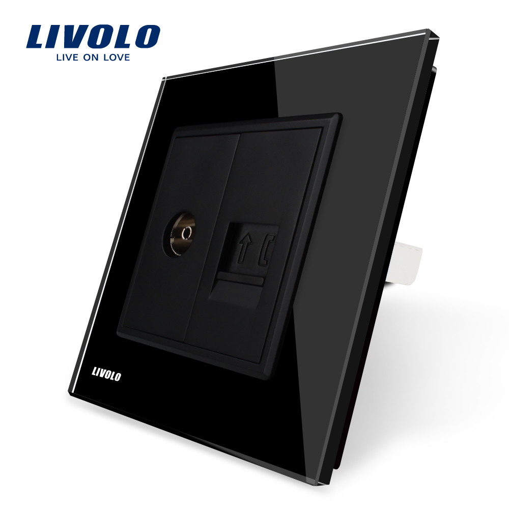 Priza TV+Telefon Livolo Rama Sticla - imagine 5