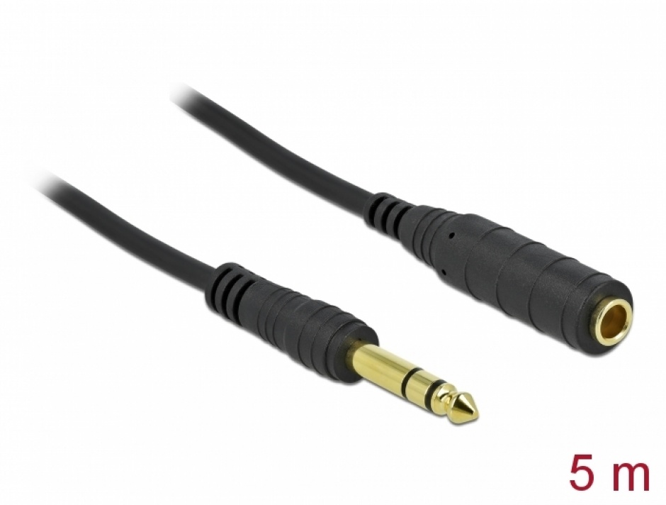 Cablu Audio Jack 6.3mm 5m Delock cu Aur
