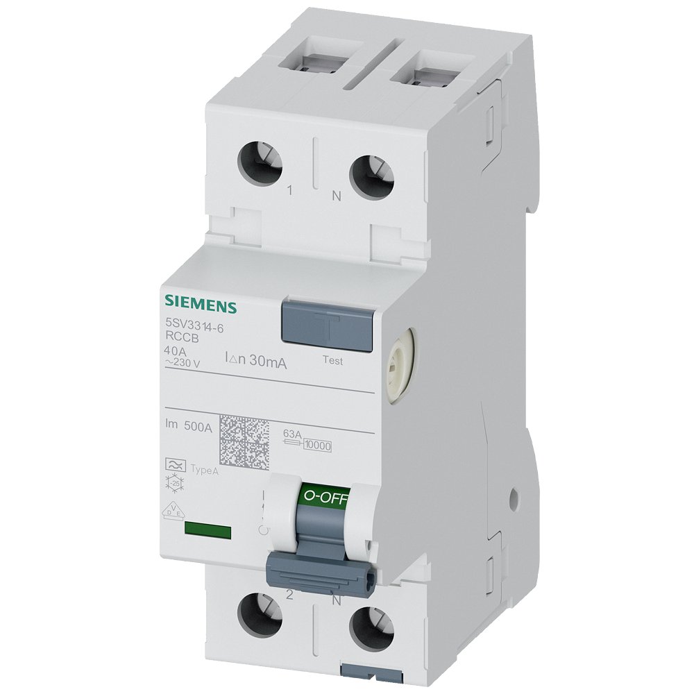 RCCB Siemens 2P 40A/30mA Tip A - Siguranță Maximă