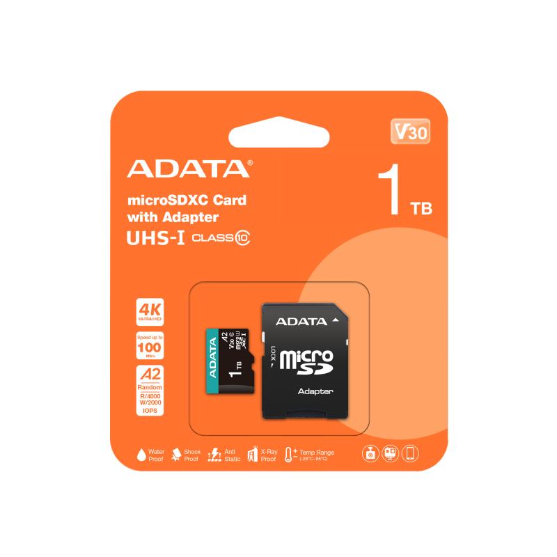 Card Memorie ADATA 1TB MicroSDXC U3 V30 A2 cu Adaptor SD - imagine 2