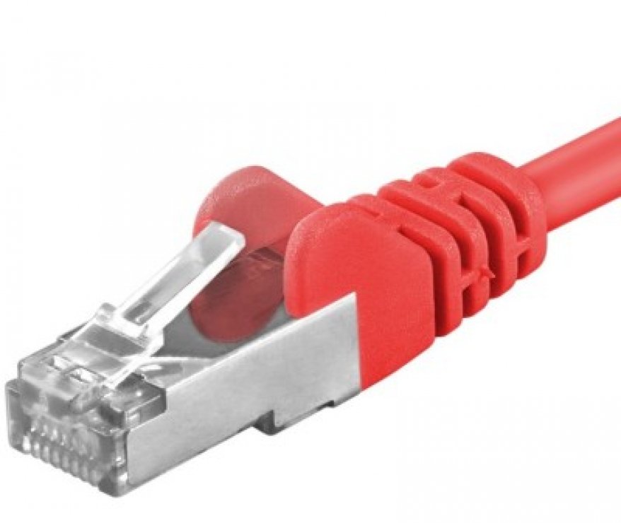 Cablu RJ45 Cat.6A S/FTP 0.25m Rosu