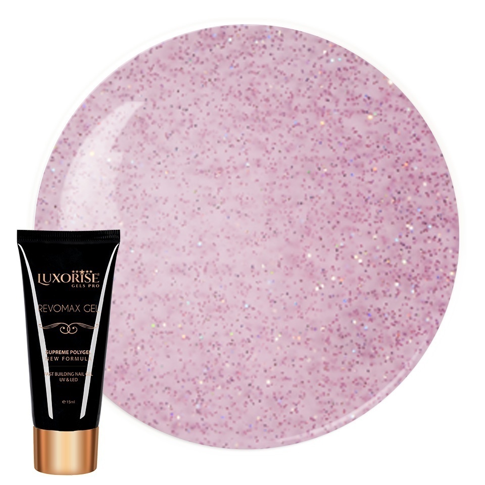 Polygel Luxorise Raspberry Glitz 15ml - Modelare Ușoară