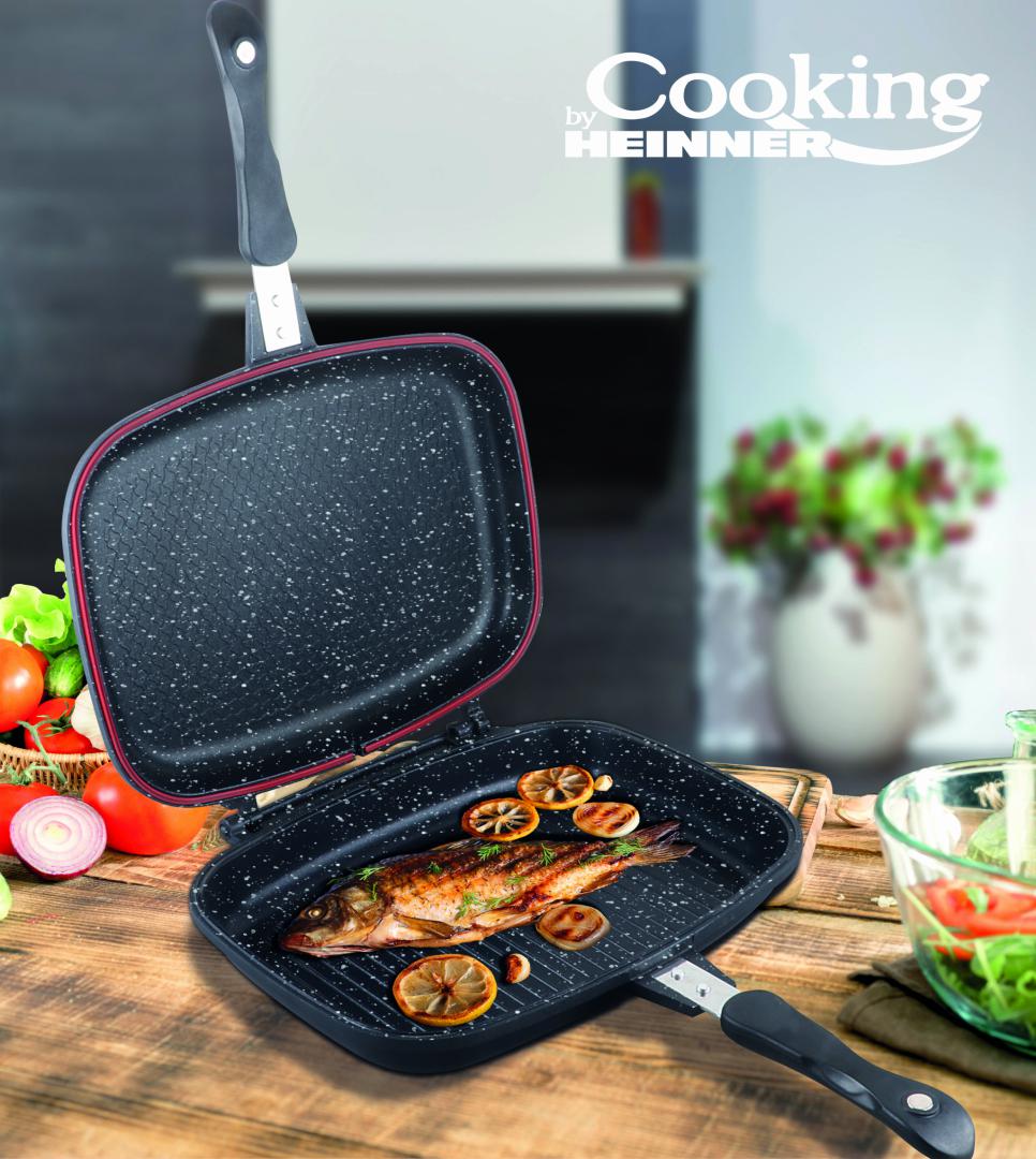 Tigaie Dublă Grill Heinner Dark Line 32x24cm - Inducție