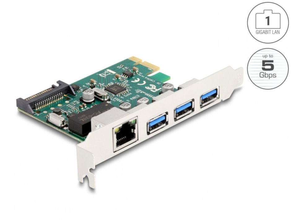 Delock 90105: PCIe cu USB 3.1 și Gigabit LAN