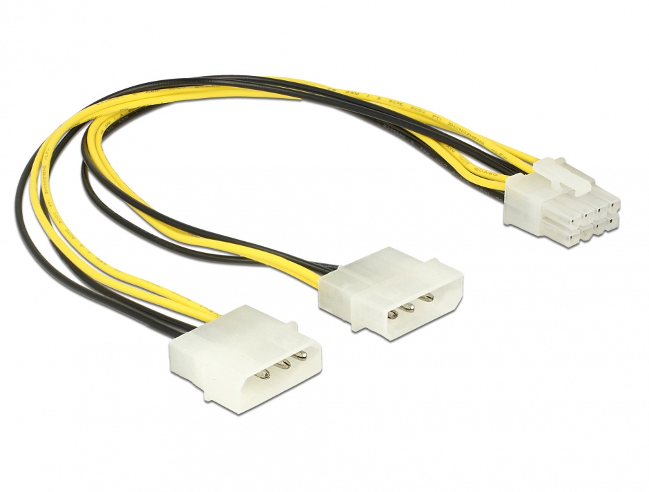 Cablu EPS 8P la 2x Molex Delock, 30cm