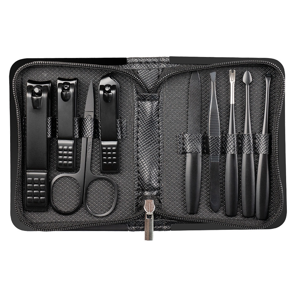 Trusa Manichiura Black LUXORISE, 9 Piese