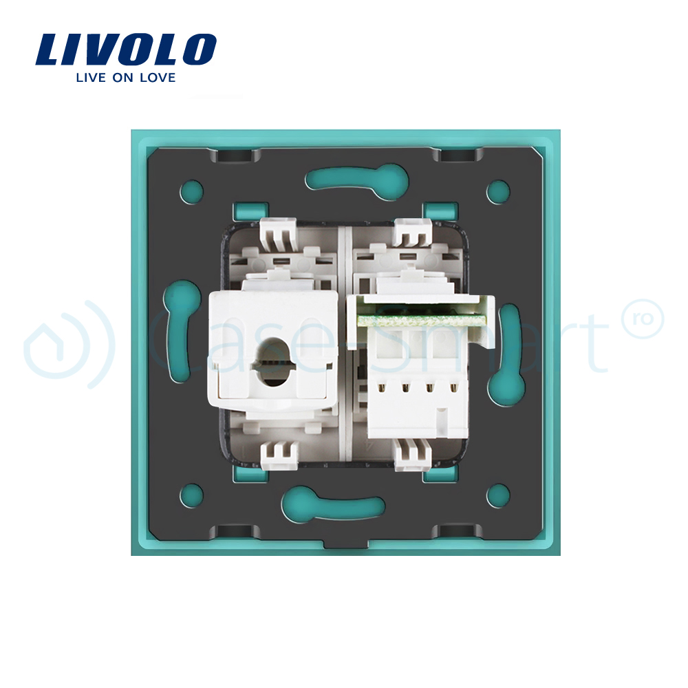 Priza Dubla Telefon+Internet Livolo Sticla - imagine 12