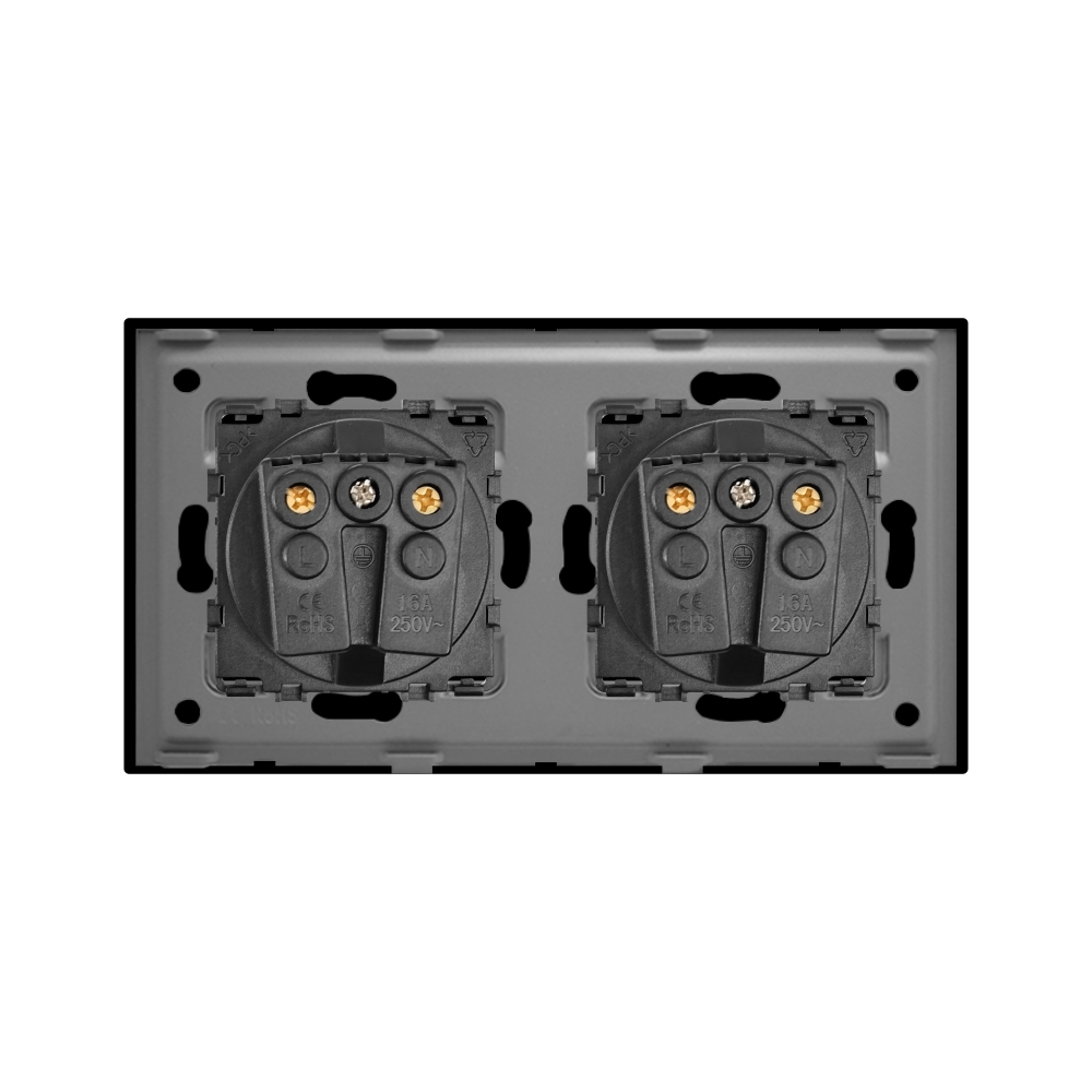 Priza Dubla LUXION, Rama Aluminiu, IP45, Protectie Copii - imagine 8