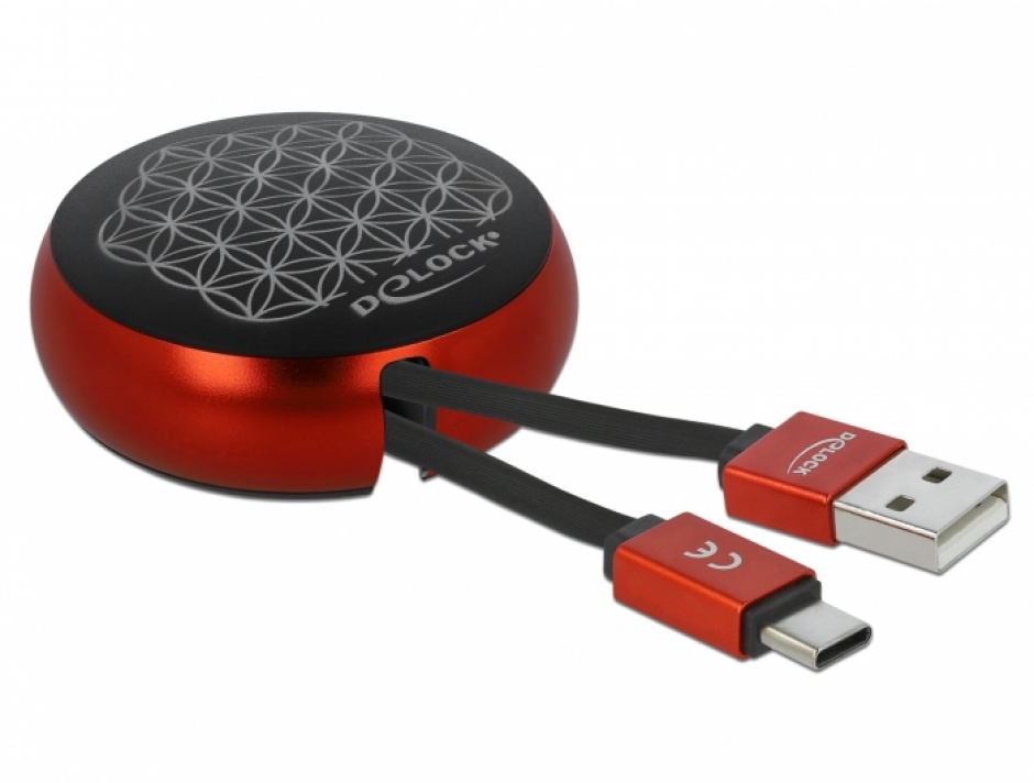 Cablu USB 2.0 la USB-C Retractabil Delock