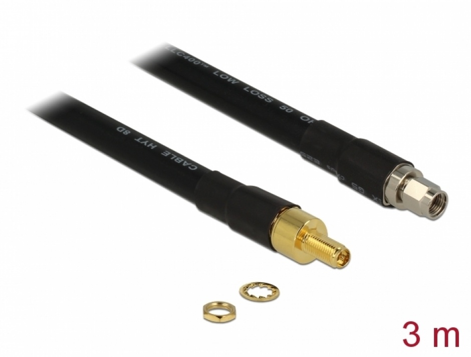 Cablu Antena RP-SMA Low Loss 3m Delock