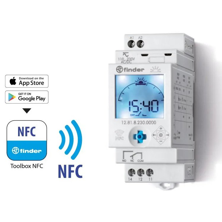 Ceas programabil digital Finder Astro 12.81, 16 A